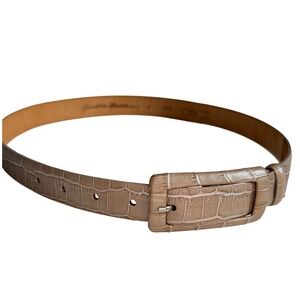 G Bollecini Italy Beige Croc Embossed Leather Belt  Womens Medium #257